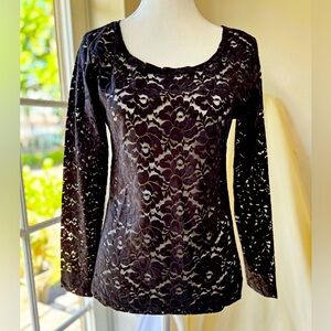 Black Lace Long Sleeve Top